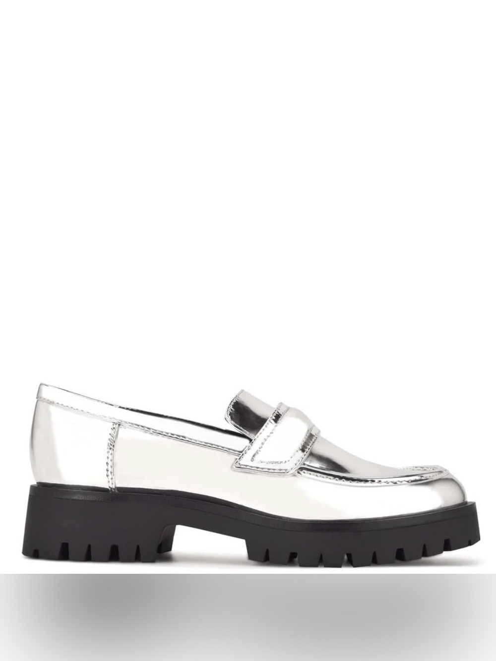 Nine West Silver Metallic Lug Sole Penny Loafers